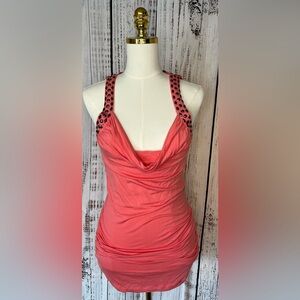 Arden B Coral Studded Open-Back Mini Dress | Y2K Clubcore